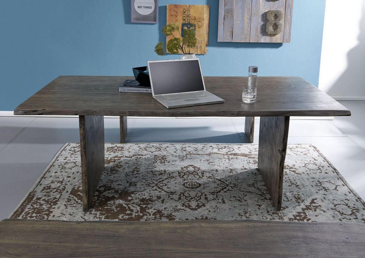 BAUMTISCH Akazie 180x100x76 grau lackiert PURE ACACIA #414 - Grau, Holz (180/100/76cm) - Massivmoebel24