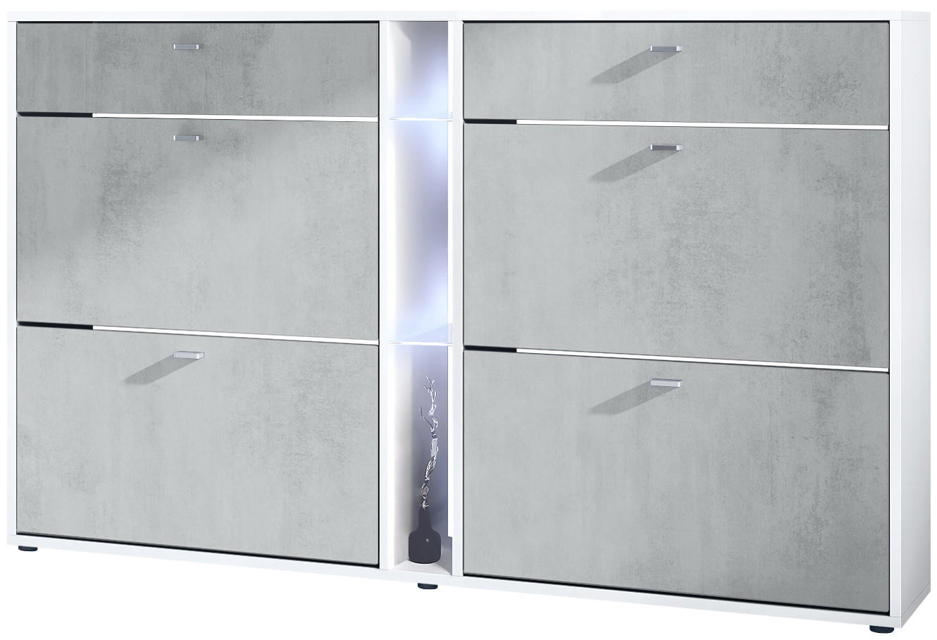 SCHUHSCHRANK Today Fronten in Beton Oxid Optik - Hellgrau, Holzwerkstoff (155.5/95/28cm) - Vladon