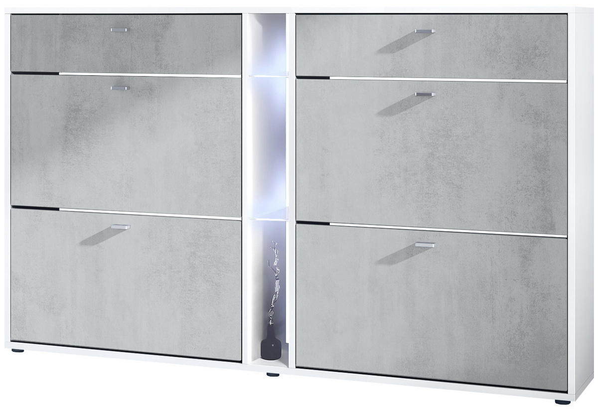 SCHUHSCHRANK Today Fronten in Beton Oxid Optik - Hellgrau, Holzwerkstoff (155.5/95/28cm) - Vladon