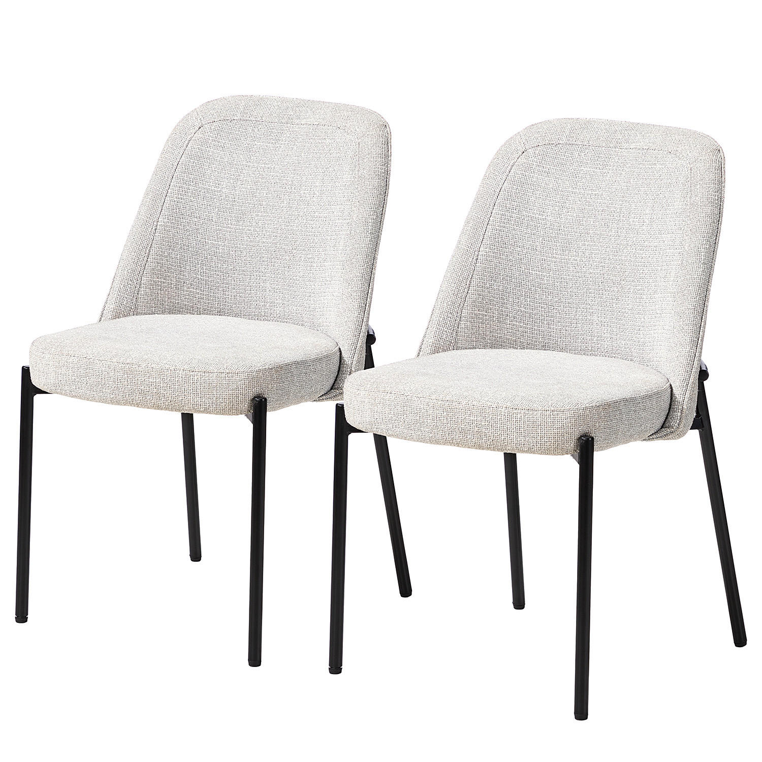 POLSTERSTUHL 2ER-SET - Metall / Textil - Hellgrau, Textil/Metall (57/85/52cm) - home24