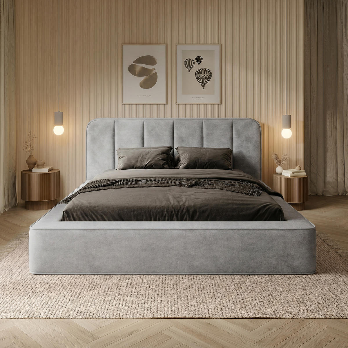 POLSTERBETT BEJO 160x200 cm, Grau - Grau, Textil (200/160cm) - Fedve