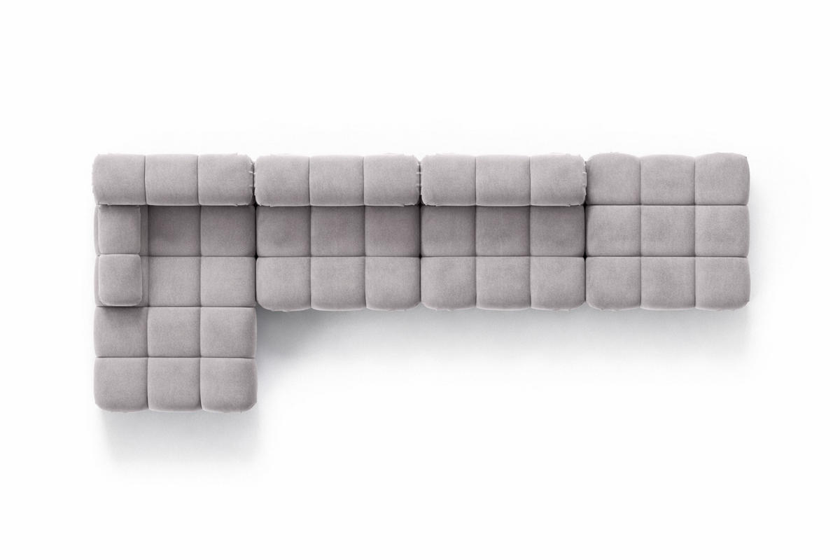 ECKSOFA L-Form XL, Stoff Velours Salvador, Grau, Links, Selia L XL - Grau, Holz (380/160cm) - Kaiser Möbel