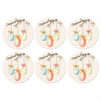 GLASUNTERSETZER Osterkuchen - Schleife - Eier 10x10 cm - Creme, Naturmaterialien (10/0.2cm) - MuchoWow