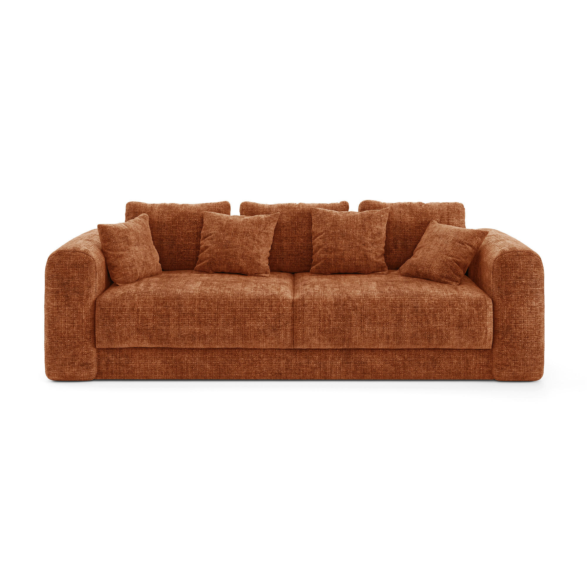 SCHLAFSOFA mit Stauraum in Nussbaum RIO Geprägter Samt Terrakotta 250cm - Dunkelorange/Terracotta, Textil (250/90/95cm) - Sia Home