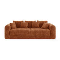 SCHLAFSOFA mit Stauraum in Nussbaum RIO Geprägter Samt Terrakotta 250cm - Dunkelorange/Terracotta, Textil (250/90/95cm) - Sia Home