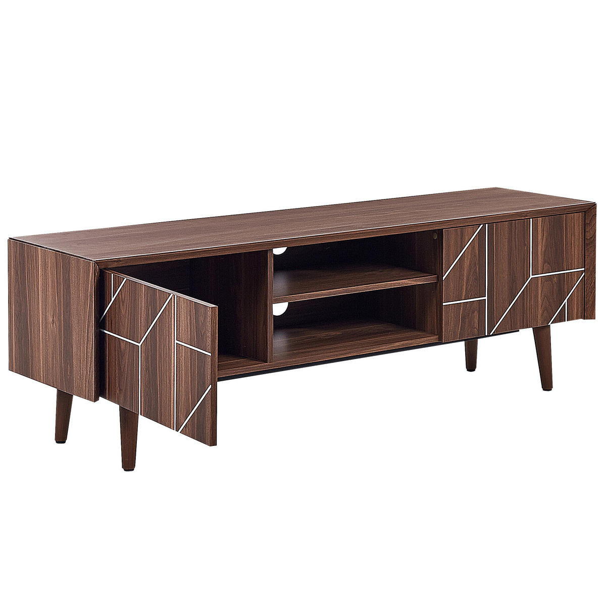TV-MÖBEL Dunkelbraun FRANKLIN 39/150/51 cm - Dunkelbraun, Holzwerkstoff (150/51/39cm) - Beliani
