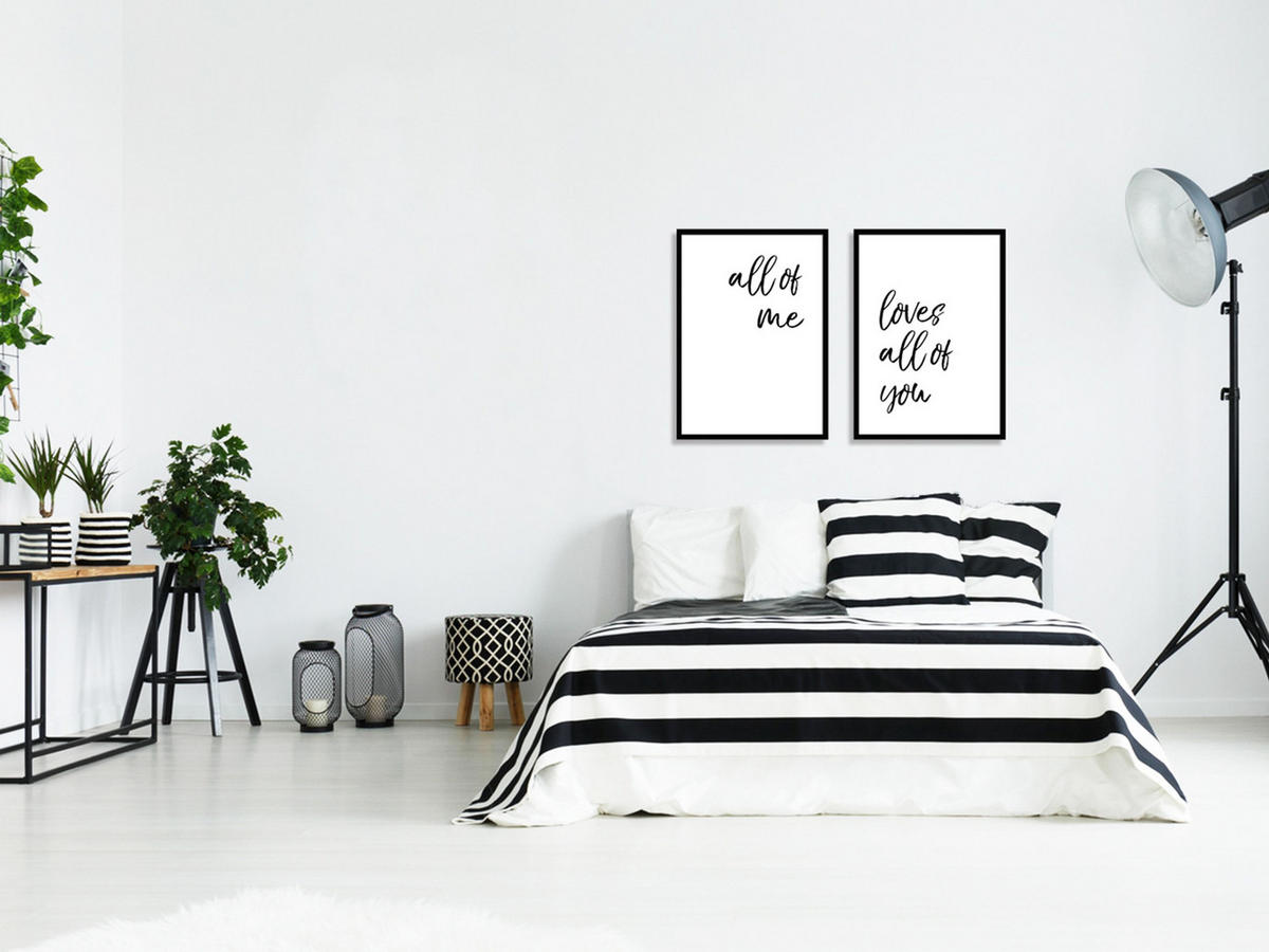 BILD mit Rahmen 2er Set 51x71 cm Spruch: Liebe - Weiß, Holz (51/71cm) - artissimo