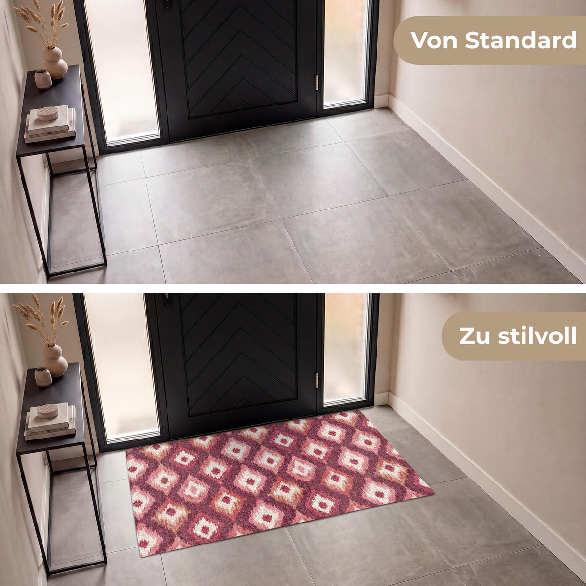 ROHOŽKA Diamantové tvary - Ružová - Vzor - Textúra 150x90 cm - bobuľová, plast (150/90cm) - MuchoWow