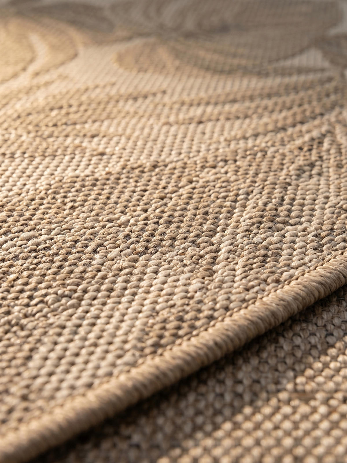 TEPPICH Outdoor VENTOUX in Beige, mit Tropen-Motiv, Ø 120 cm - Beige, Textil (120/120cm) - KADIMA DESIGN
