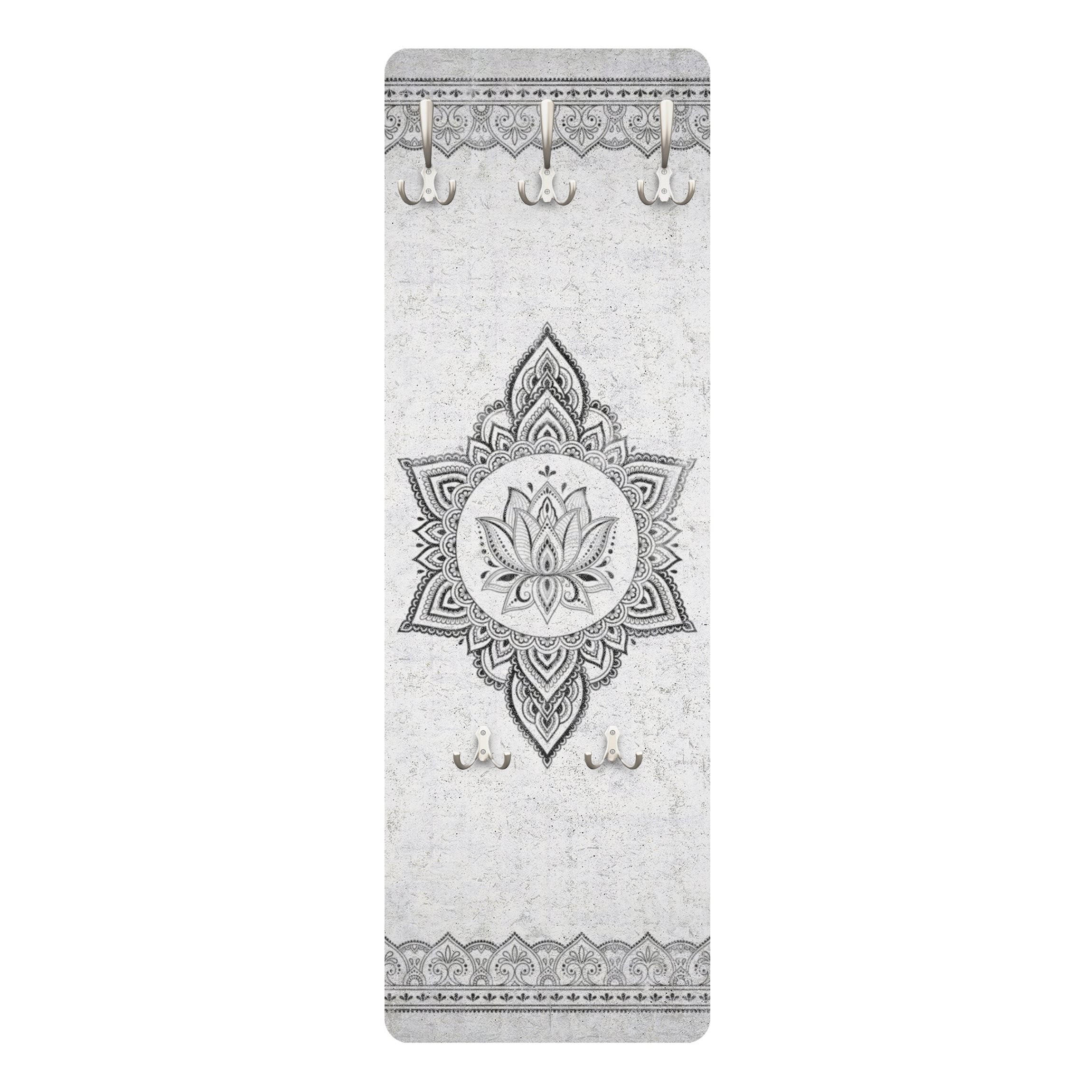 WANDGARDEROBE - Mandala Lotus Betonoptik 34/105 cm - Grau, Holzwerkstoff (34/105/1.6cm) - Bilderwelten