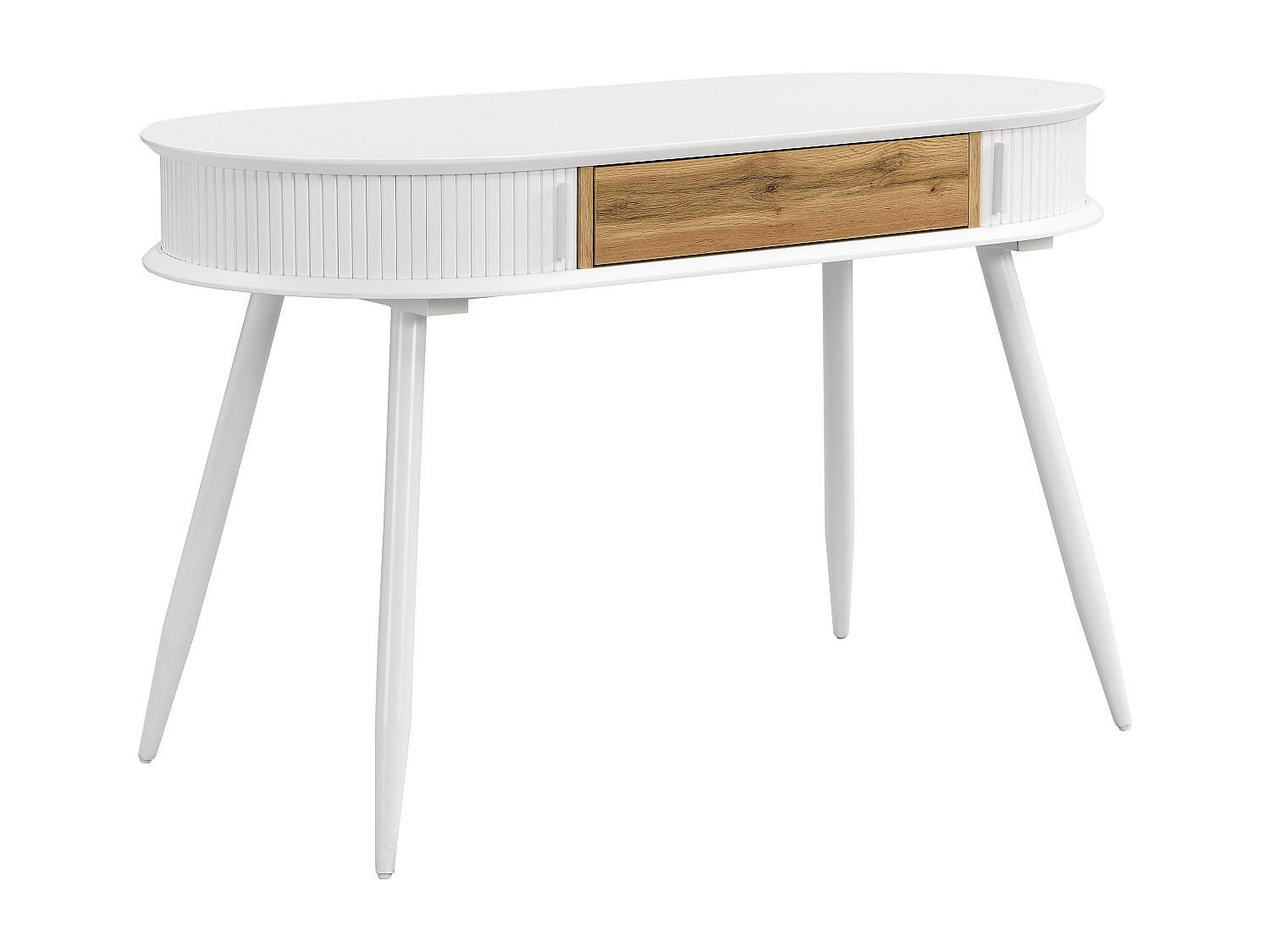 SCHREIBTISCH mit 1 Schublade & 2 Schiebetüren - Weiß & Holzfarben - VELURANI - Naturfarben, Holz (120/60/75cm) - Vente-Unique