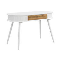 SCHREIBTISCH mit 1 Schublade & 2 Schiebetüren - Weiß & Holzfarben - VELURANI - Naturfarben, Holz (120/60/75cm) - Vente-Unique