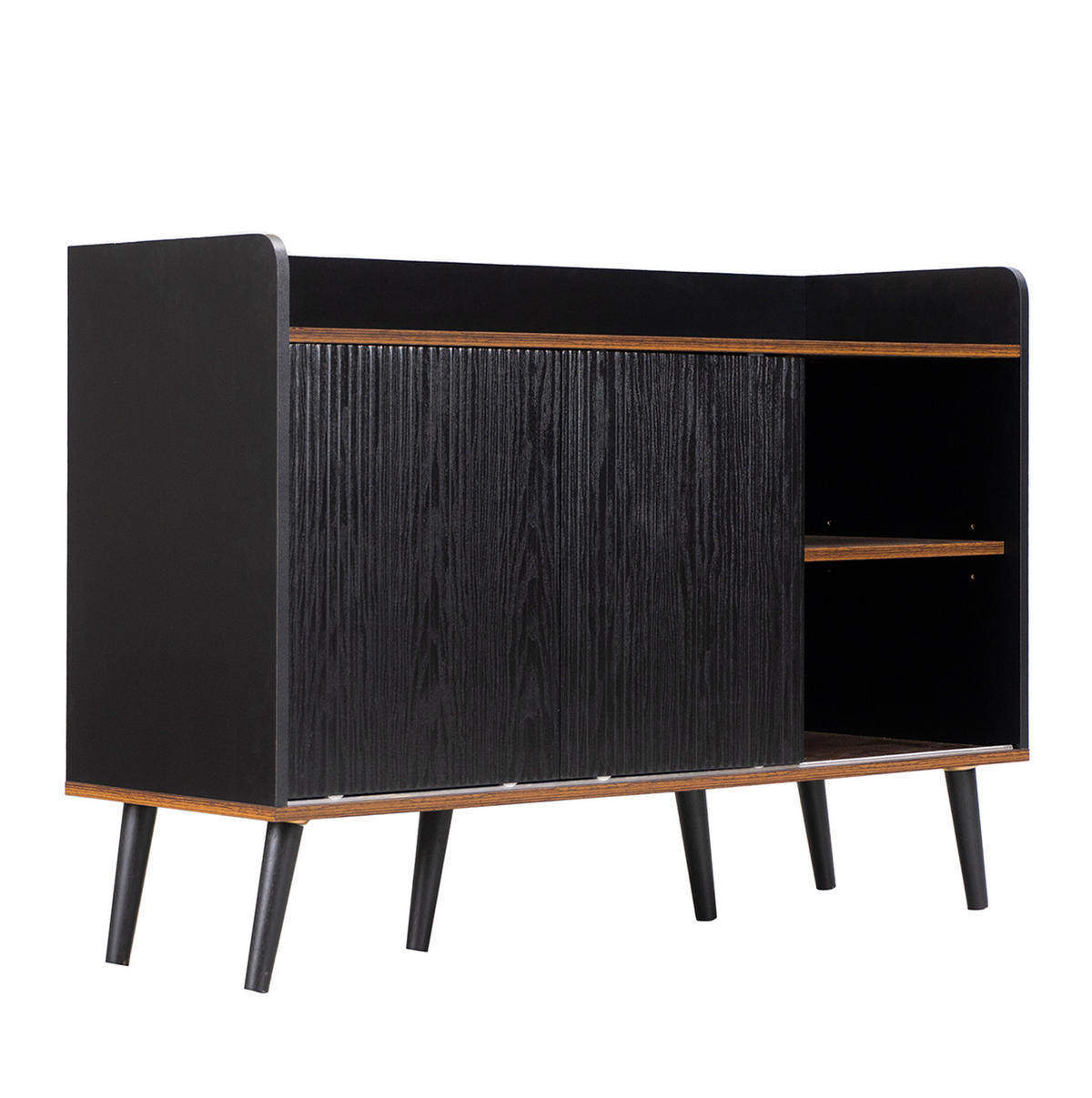 SIDEBOARD mit 3 Schubladen 117,5 x 40 x 80 cm Schwarz Holzoptik - Schwarz, Holzwerkstoff (117.5/80/39.5cm) - Meubliv