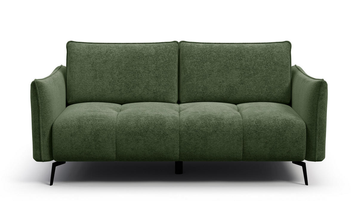SOFA AERA 2,5-Sitzer, dunkelgrün - Dunkelgrün/Schwarz, Holz/Textil (187/89/96cm) - Courtois Laville