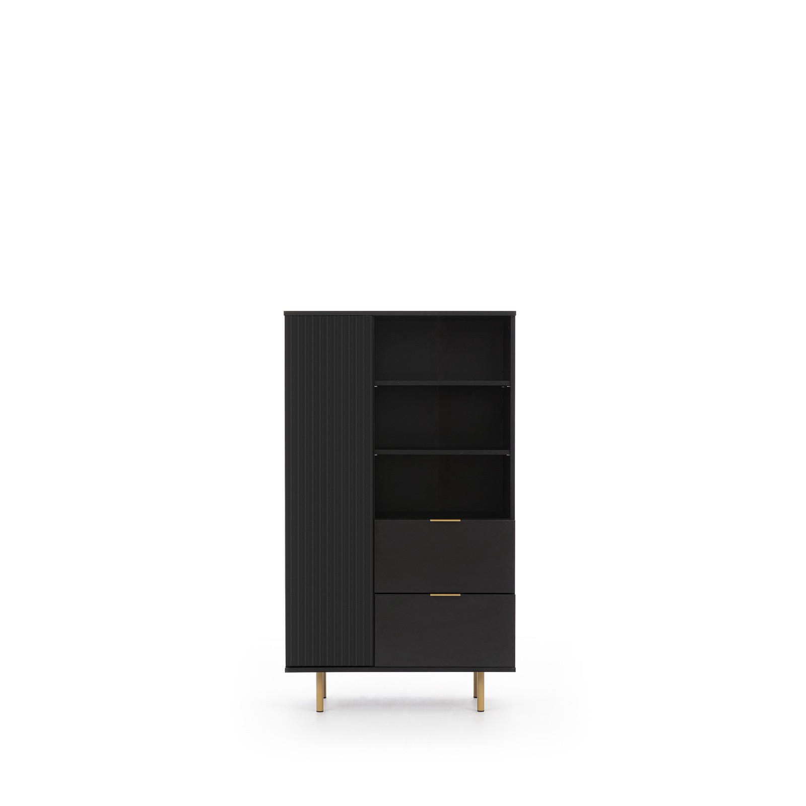 BÜCHERREGAL Nubia R1D2SZ Schwarz - Goldfarben/Schwarz, Holzwerkstoff/Metall (80/140/41cm) - Ravio