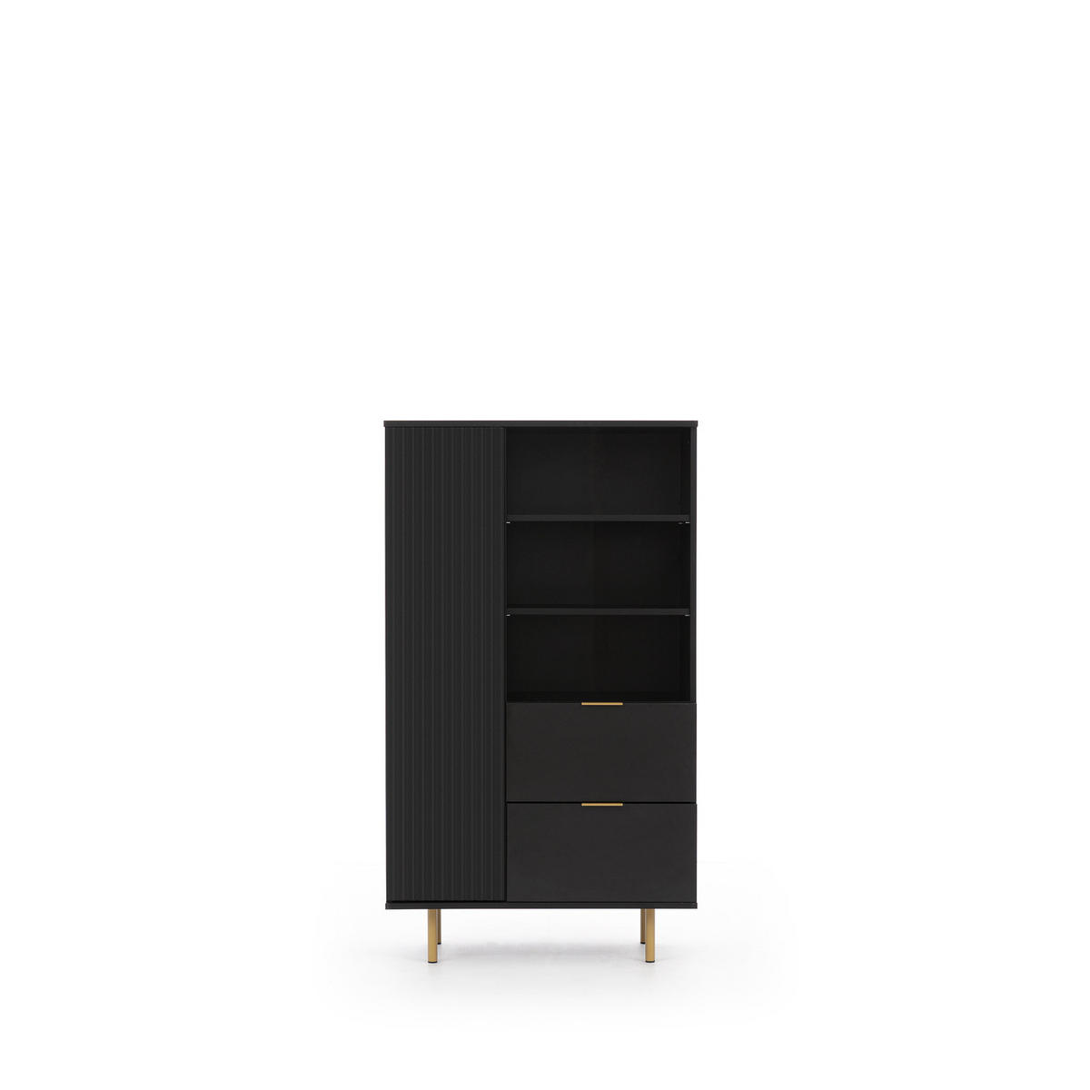 BÜCHERREGAL Nubia R1D2SZ Schwarz - Goldfarben/Schwarz, Holzwerkstoff/Metall (80/140/41cm) - Ravio