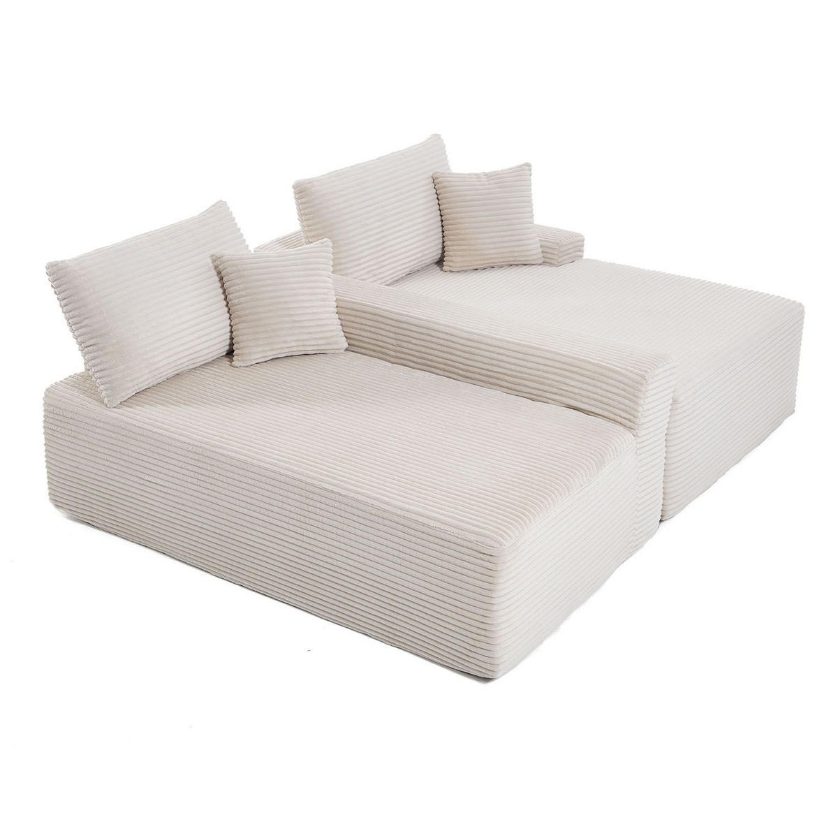 SOFA Coredo beige Cord - Beige, Textil (250/155cm) - Juskys