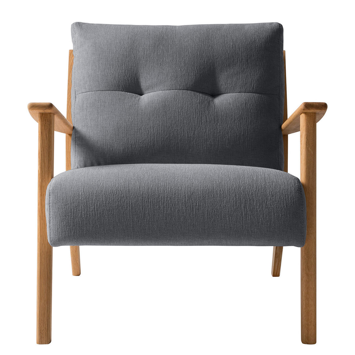 SESSEL - Eichefarben/Grau, Eichenholz/Textil (83/80/75cm) - home24