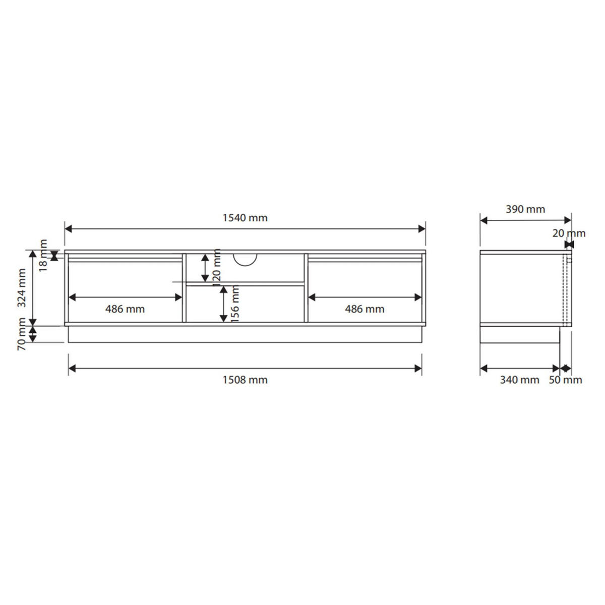 TV-LOWBOARD Evo Greige 154/39/39 cm - Kaschmir, Holzwerkstoff (154/39.4/39cm) - Selsey