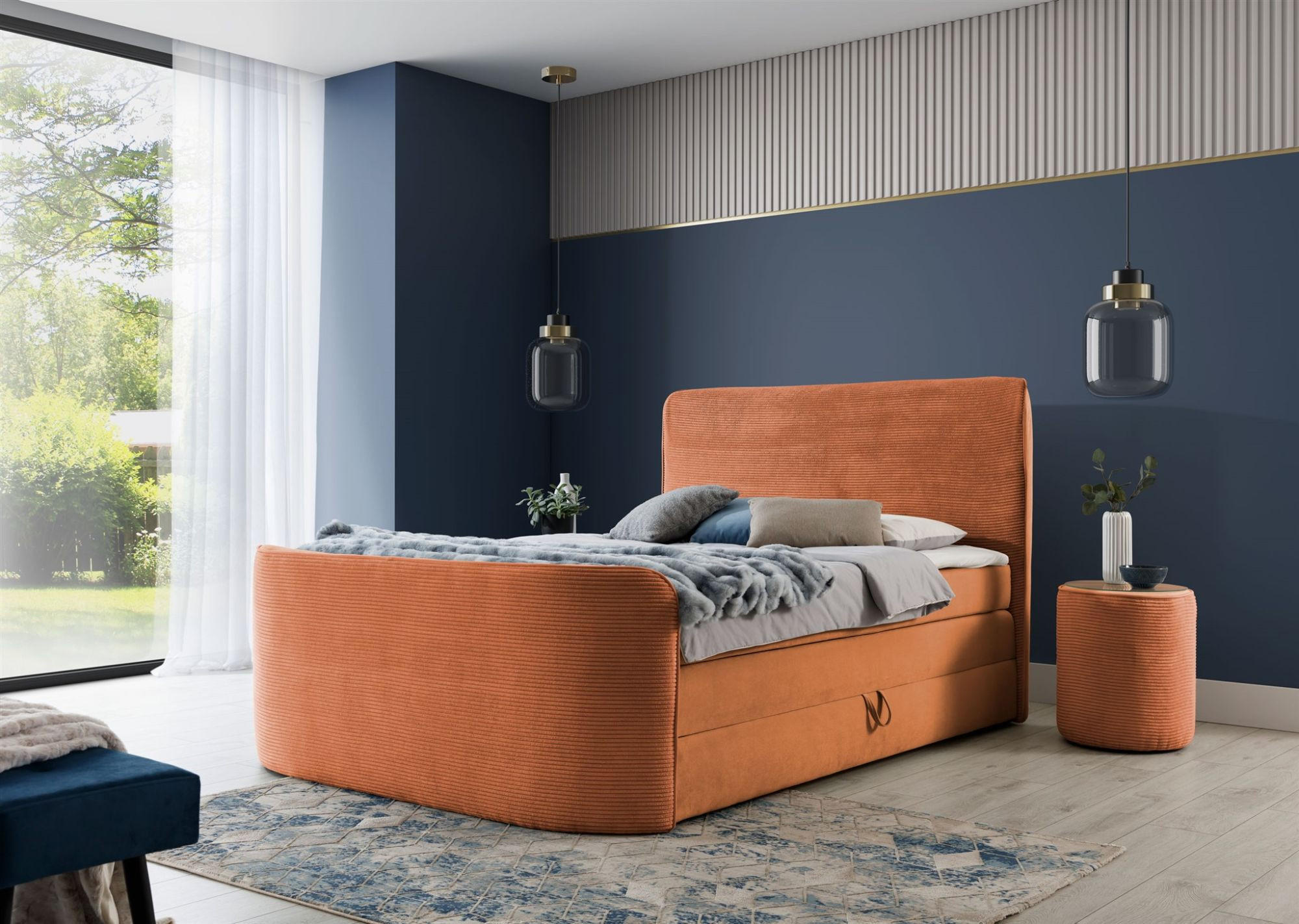 Thumbnail - Fun Möbel Boxspringbett, Rotbraun, Textil, 140x200 cm, Schlafzimmer, Betten, Boxspringbetten