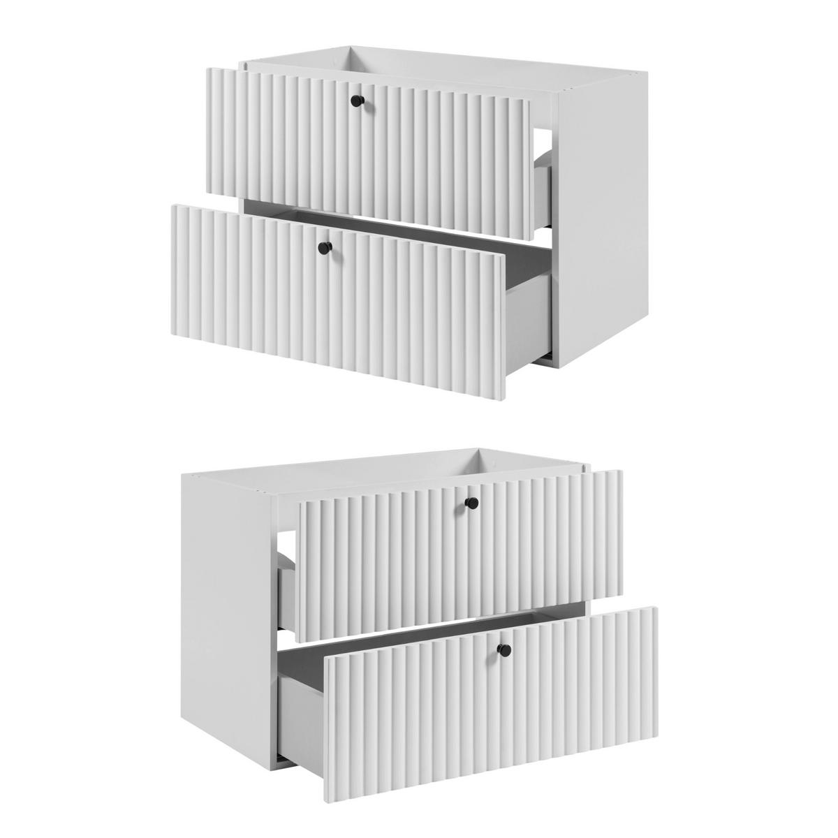 WASCHBECKENUNTERSCHRANK BELLO geriffelt Weiß matt 80/57/46 cm - Weiß, Holzwerkstoff/Metall (80.2/57/46cm) - Rodan