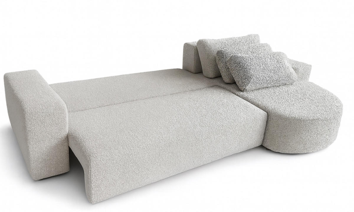 ECKSOFA Grau Vello Mit Schlaffunktion Rechts Stoff Bouclé - Grau, Textil (165/270cm) - Sepro Meble