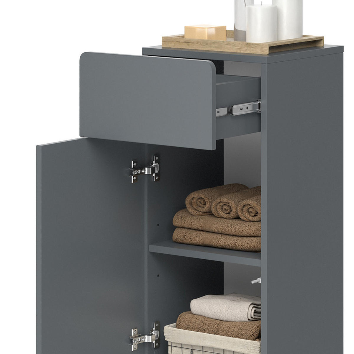 MIDISCHRANK Izan Grau 36.6 x 76.6 cm - Grau, Holzwerkstoff (36.6/76.6/32.8cm) - Vicco