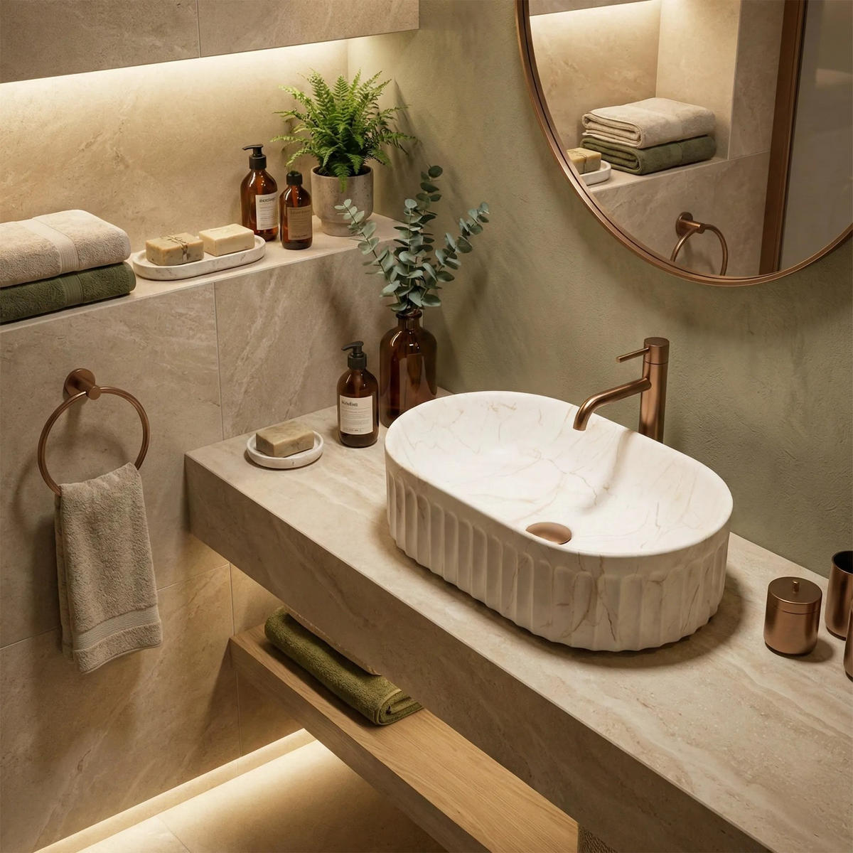 AUFSATZWASCHBECKEN Rea Georgia - Beige, Keramik (35/14.5/55.5cm) - REA