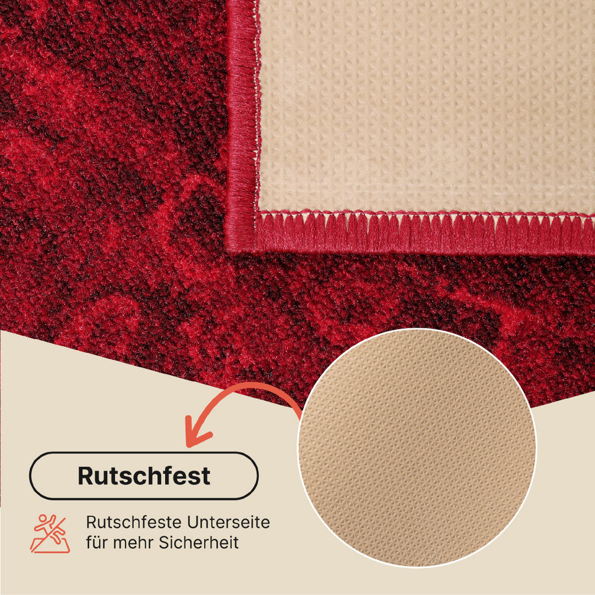 TEPPICHLÄUFER Anti-Rutsch Rot rutschfest Gummiunterlage 67/600 cm - Rot, Textil (67/600cm) - Tapiso