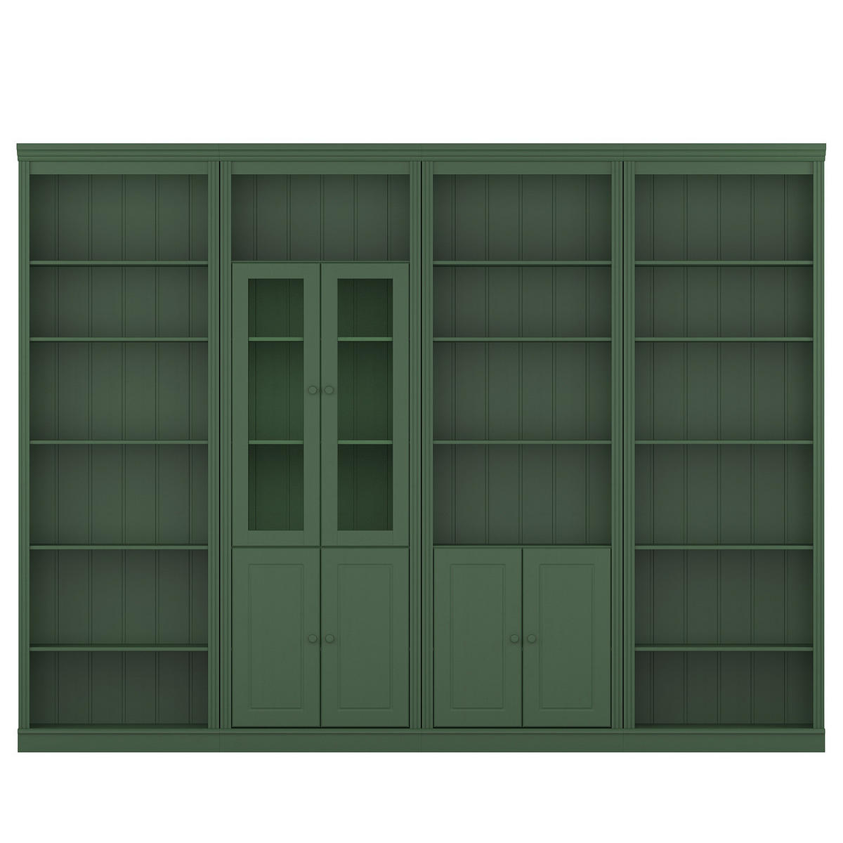 MASSIVE BÜCHERWAND - Massivholz - Kiefer - Waldgrün/Kieferfarben, Holz (296/223/37cm) - home24