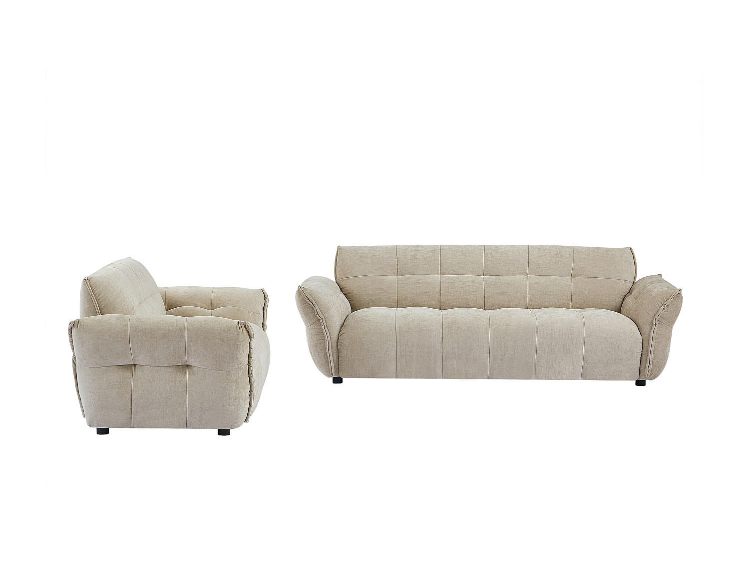 COUCHGARNITUR mit Sessel - 4 Personen - stoff - beige Napizo - Beige, Holz/Textil (120/79/89cm) - Vente-Unique