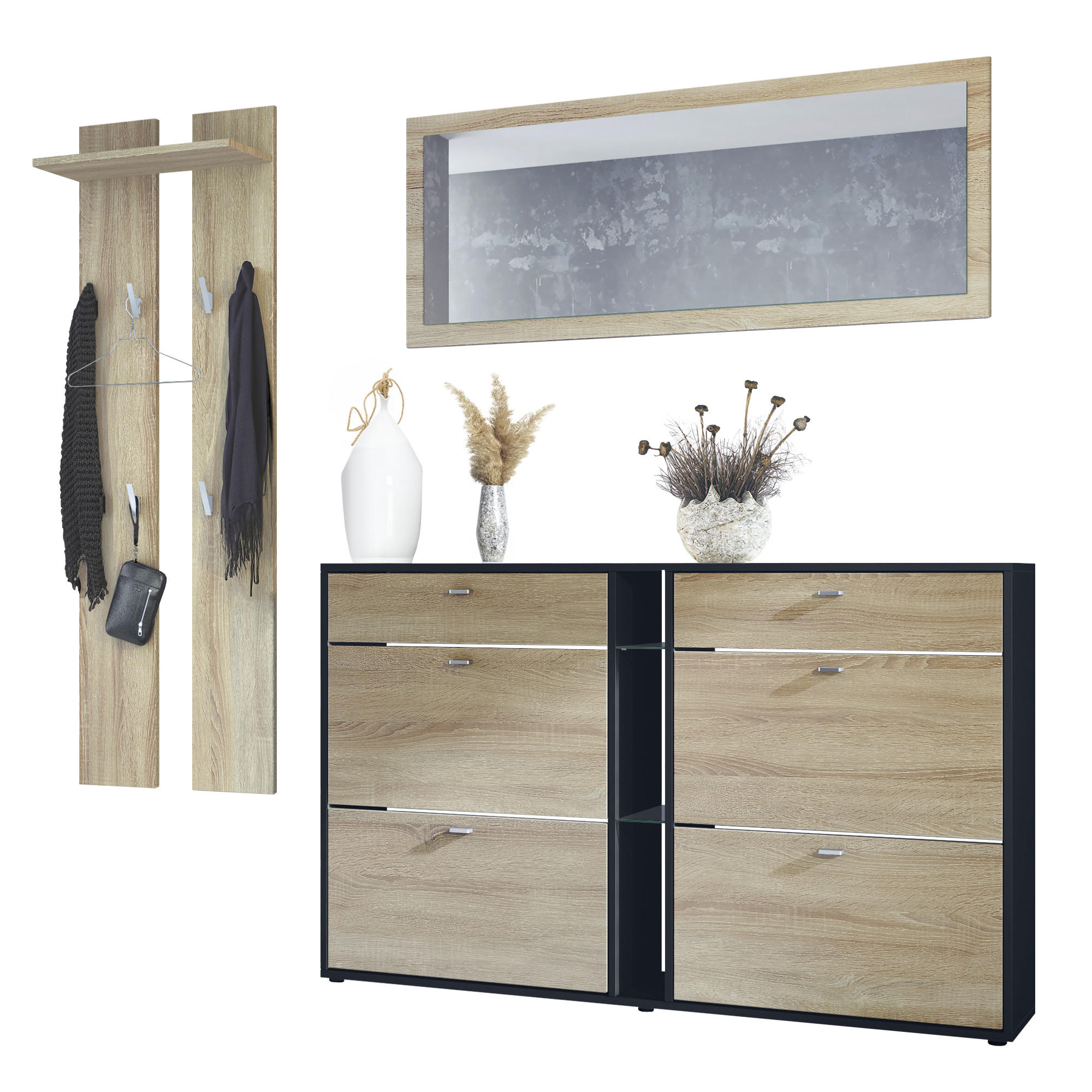 GARDEROBE Orlando Eiche sägerau - Eiche San Remo, Holzwerkstoff (215/210/28cm) - Vladon
