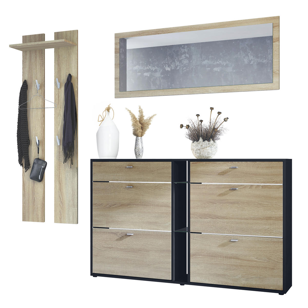 GARDEROBE Orlando Eiche sägerau - Eiche San Remo, Holzwerkstoff (215/210/28cm) - Vladon