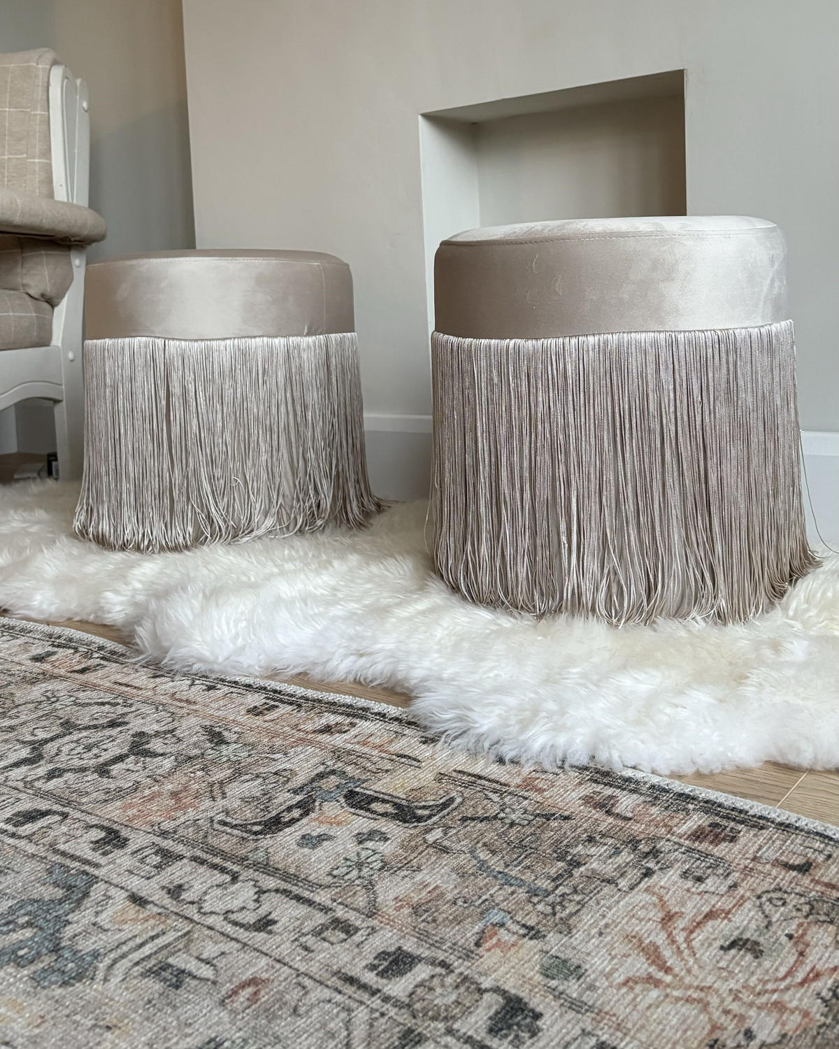 POUF Virginia 36/36/38 cm - bej, material textil (36/38/36cm) - Beliani