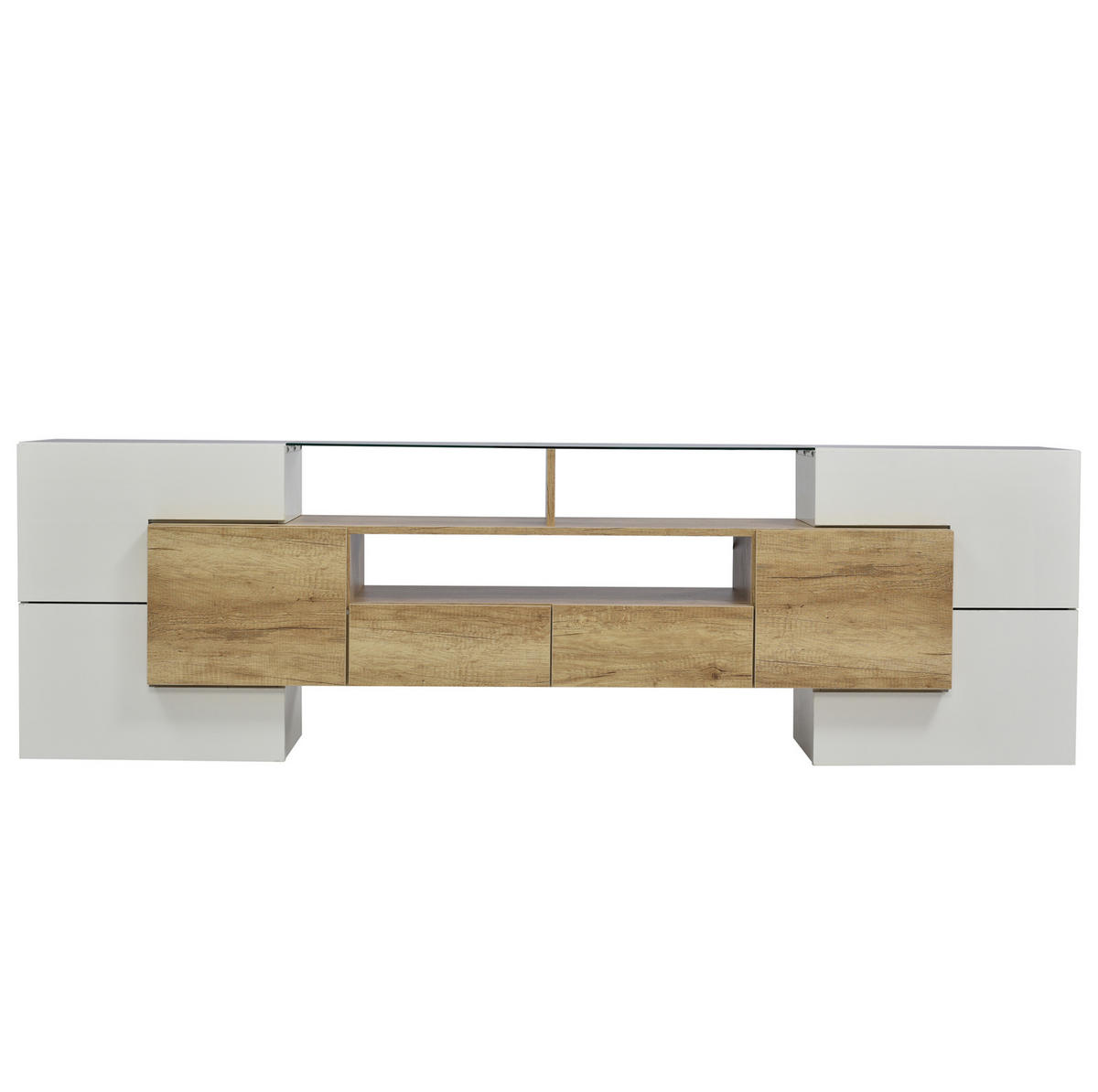 TV-LOWBOARD 200/35/60 cm mit 6 Türen, 2 Schubladen und LED - Weiß, Holzwerkstoff (200/60/35cm) - BEAOK