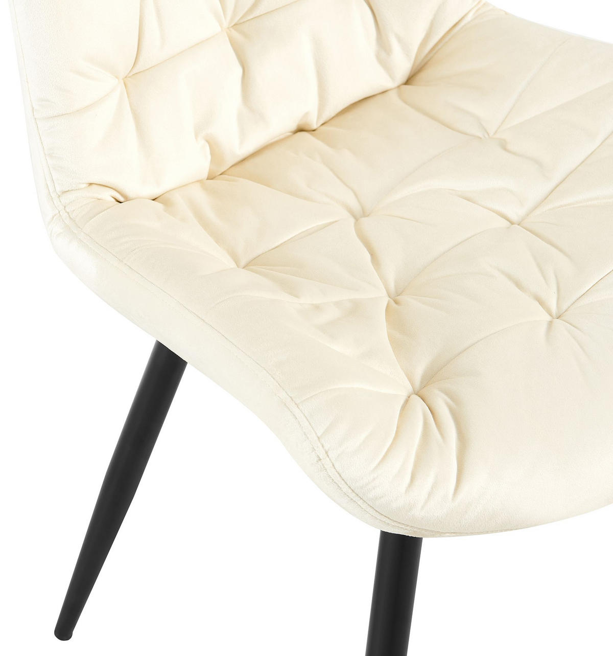STUHL 2er Set Samt Creme - Creme/Schwarz, Textil/Metall (56/85/63cm) - CLP