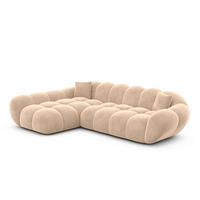 ECKSOFA Liva Beige Samtstoff L-Form Links - Beige, Textil (265/160cm) - VAROYAL