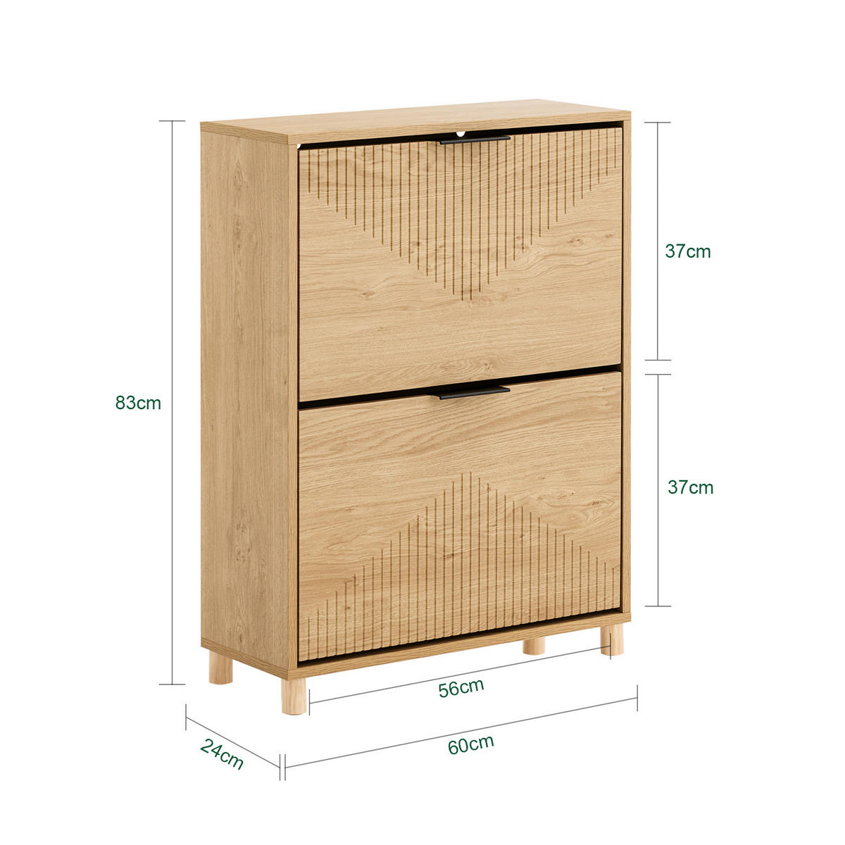 SCHUHSCHRANK Schmal Natur - Naturfarben, Holzwerkstoff (60/83/24cm) - SoBuy