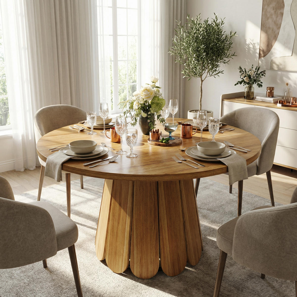 JEDÁLENSKÝ STÔL ausziehbar 118-158 cm Vintage Holzoptik - biela, kompozitné drevo (118/118/76cm) - Urban Meuble