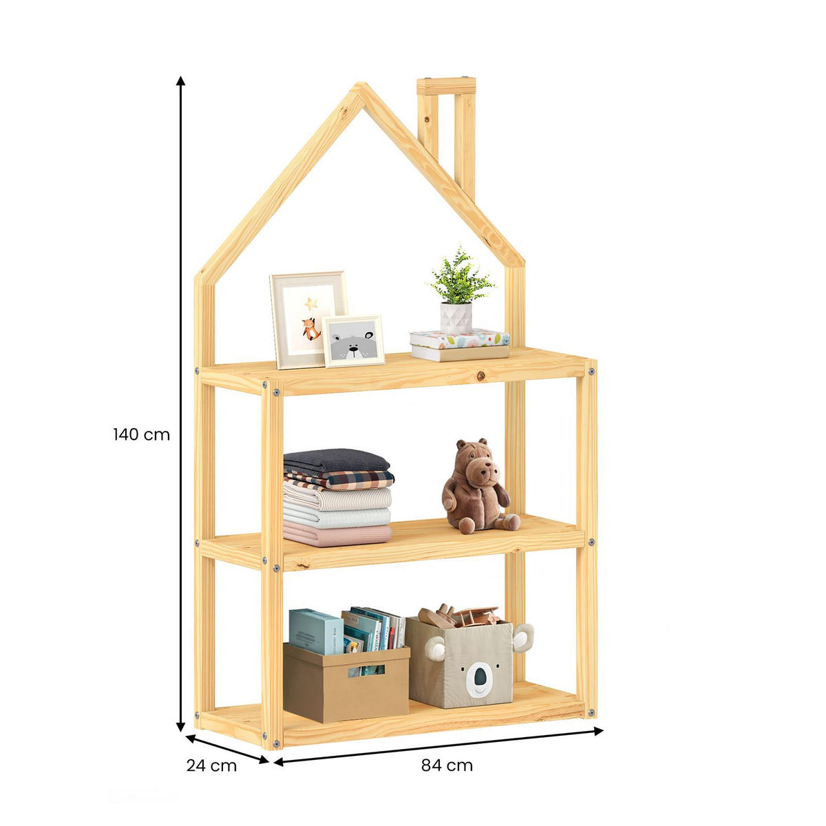 REGAL LENISE natur - Naturfarben, Holz (83/140/24cm) - IDIMEX