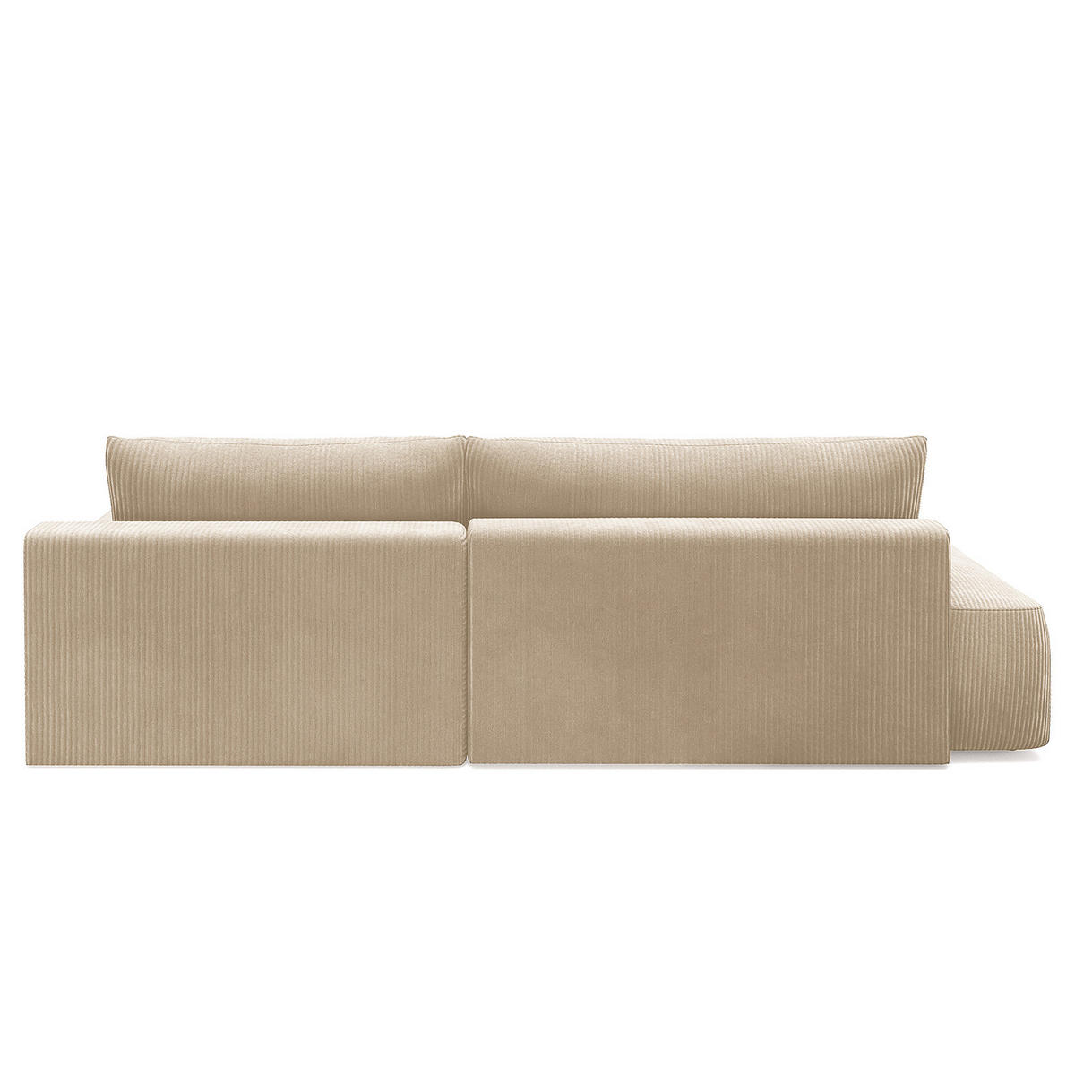 ECKSOFA mit Schlaffunktion - Longchair - Creme/Schwarz, Kunststoff/Textil (253/167cm) - home24