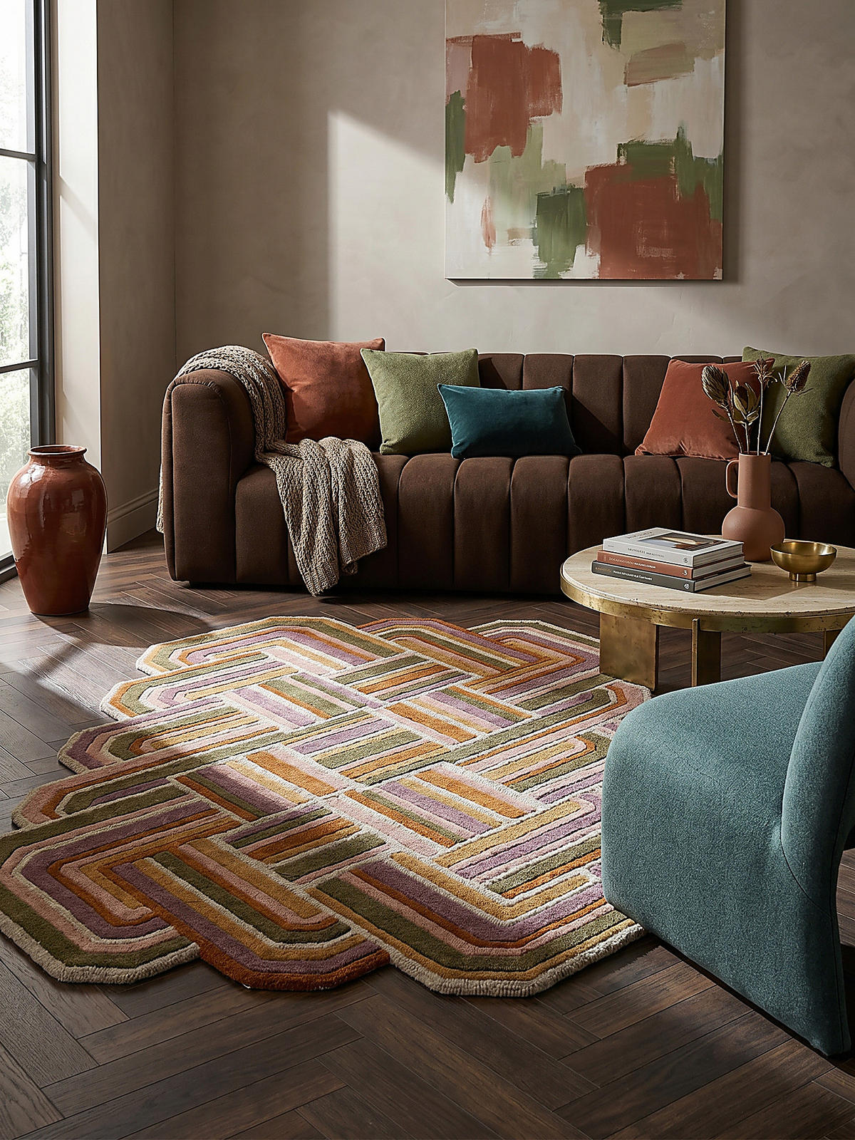 TEPPICH aus Wolle SOAR in Flieder, geometrisch, 140 x 200 cm - Rosa, Textil (200/140cm) - KADIMA DESIGN