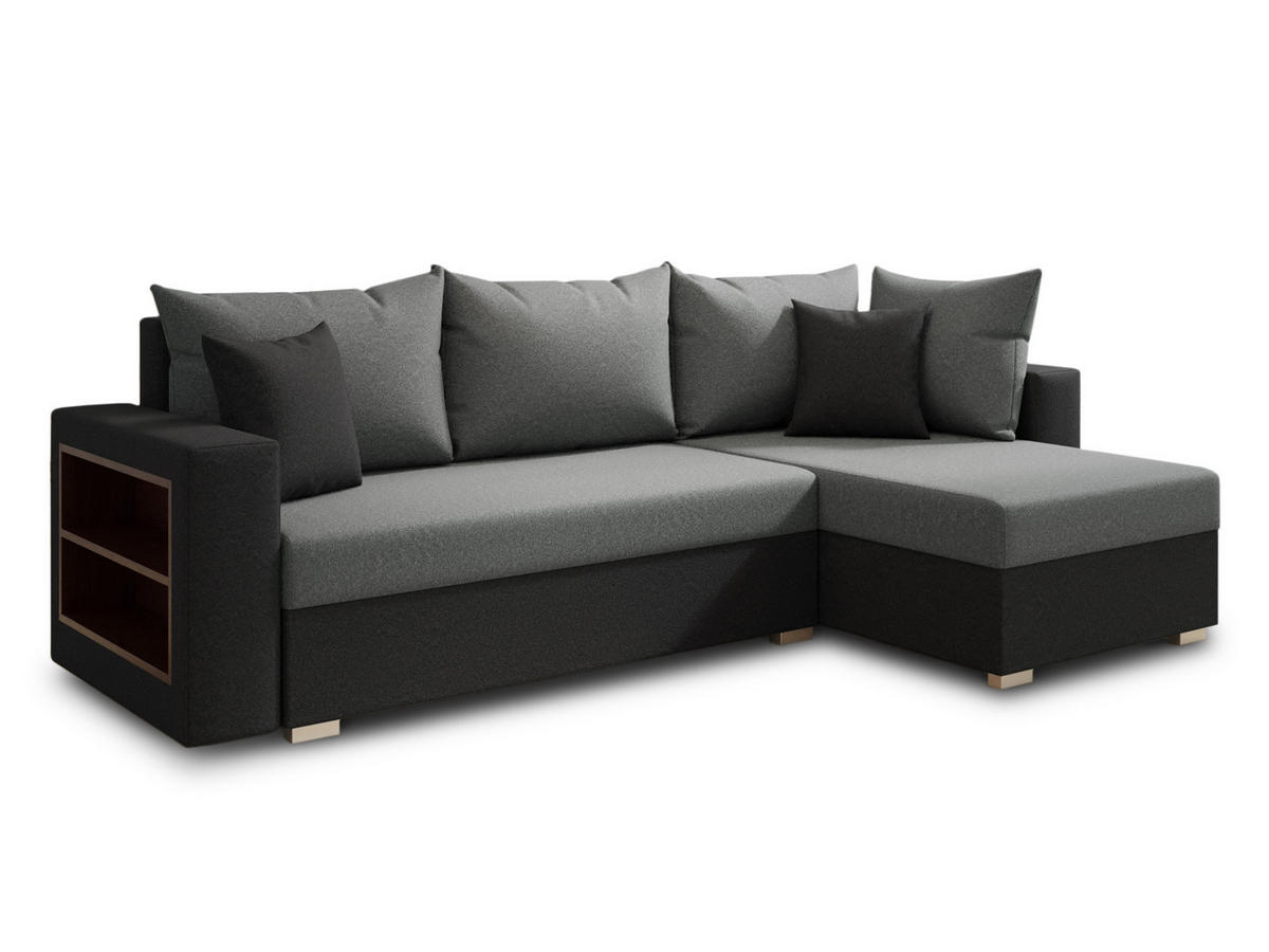 ECKSOFA Lord, Seite: Rechts - Schwarz/Grau, Holz/Textil (238/141cm) - Sofnet