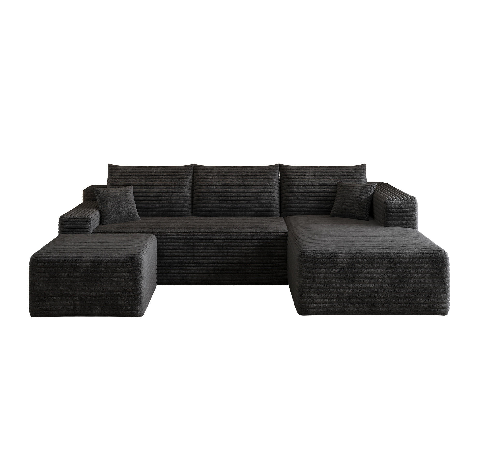 ECKSOFA 241/151/58 cm schwarz aus Stoff ohne Montage - Schwarz, Textil (151/241cm) - OKWISH