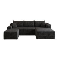 ECKSOFA 241/151/58 cm schwarz aus Stoff ohne Montage - Schwarz, Textil (151/241cm) - OKWISH