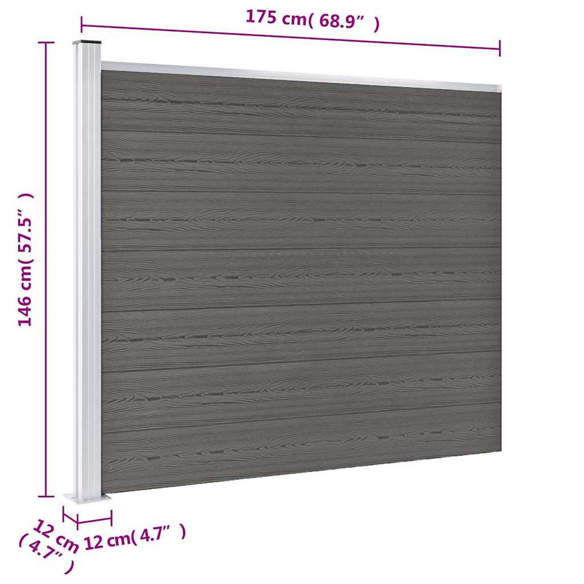 ZAUNELEMENT Wpc 175/146 Cm Grau - Grau, Holzwerkstoff (146cm) - vidaXL