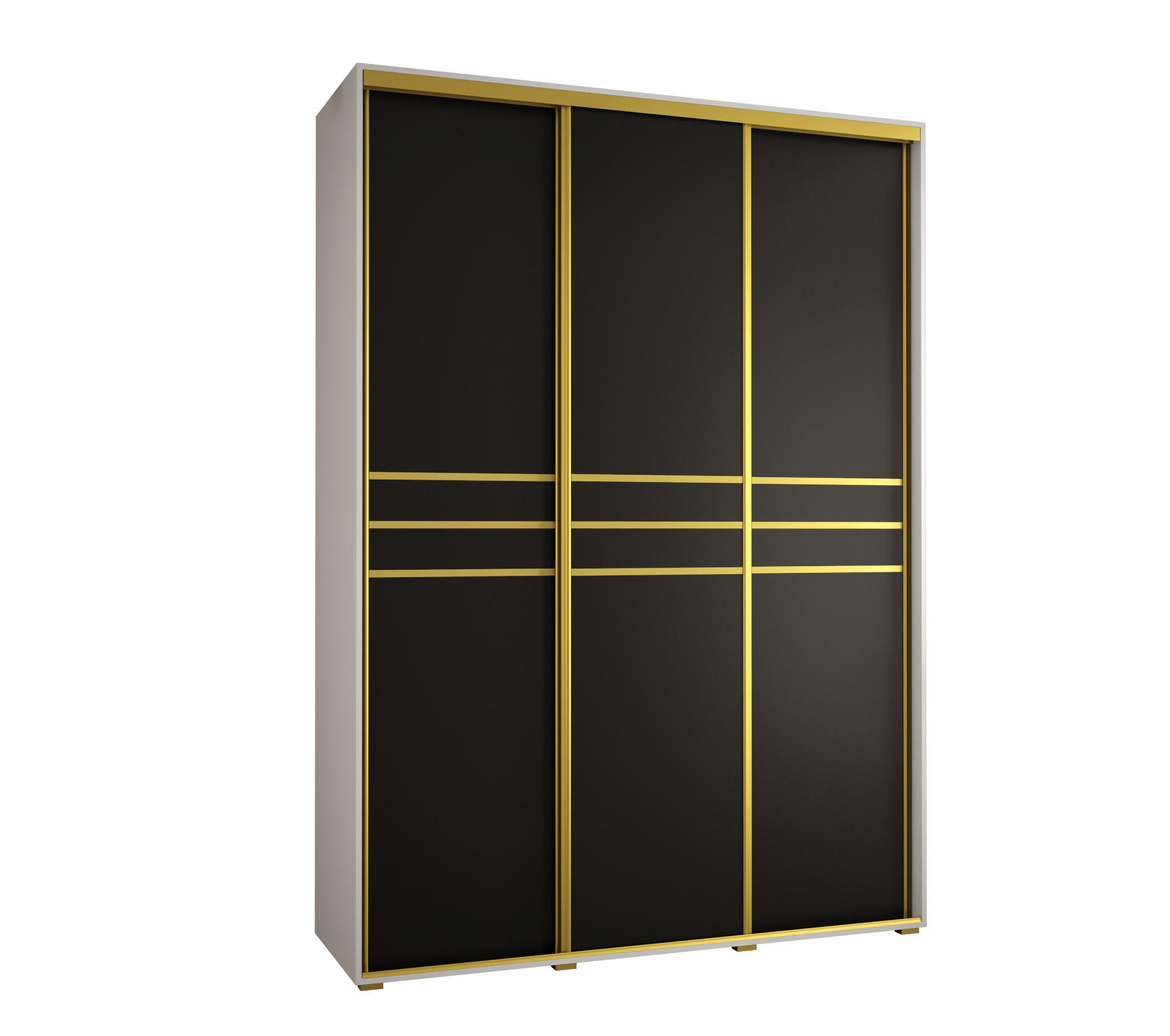 Abiks Möbel Schwebetürenschrank Weiß, Schwarz, Gold 180x235x45 cm