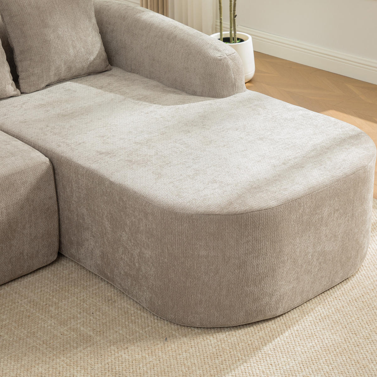 ROHOVÁ POHOVKA Modulární pohovka z žinylky šedá s taburetem bez montáže - šedá, textil (270/172cm) - Urban Meuble
