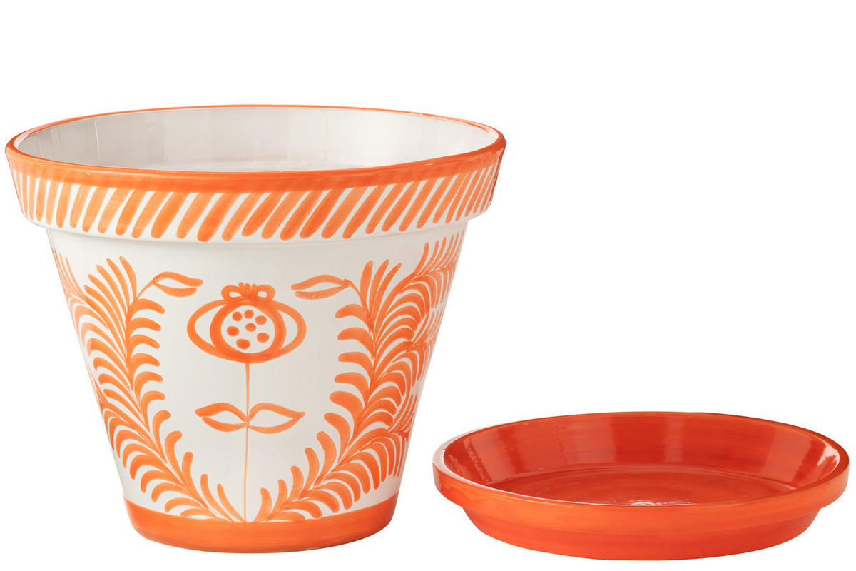 BLUMENTOPF GRANADA PATTERN - Töpferei - Orange - L - Ø 50 cm - Multicolor, Keramik (50/40cm) - J-Line