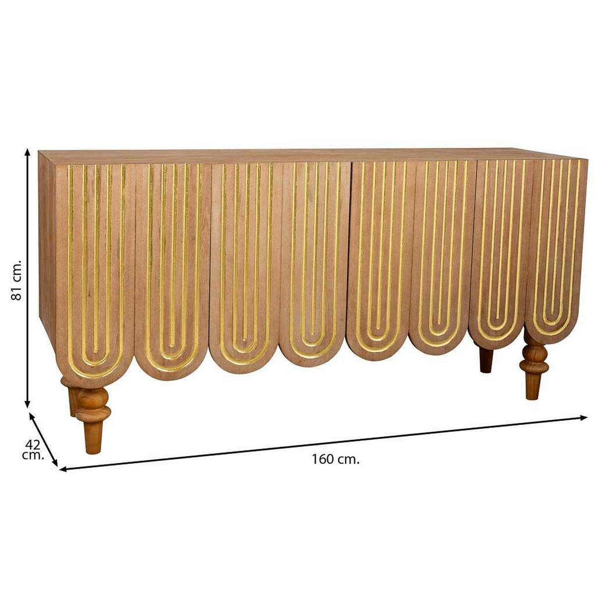 SIDEBOARD aus Holz 160x42x81 cm - Goldfarben, Holz (160/81/42cm) - Wanderlust
